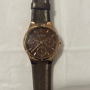 Skagen Rose Gold with Leather Band Watch